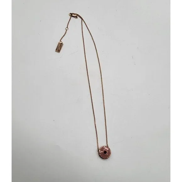 The Marc Jacobs Medallion Pendant Necklace Pink Red Rose Gold Tone - Picture 3 of 7